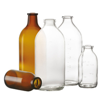 300 ml infuusfles, helder, type 1 geblazen glas